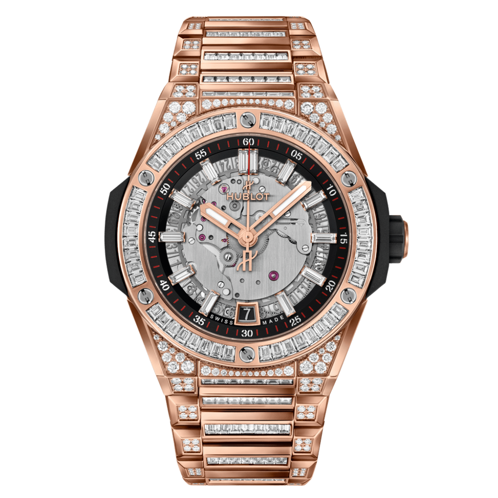 Hublot Big Bang Integrated Time Only King Gold Jewellery 40 mm Silver Dial with Diamonds Polished 18k King Gold Bracelet 456.OX.0180.OX.9804
