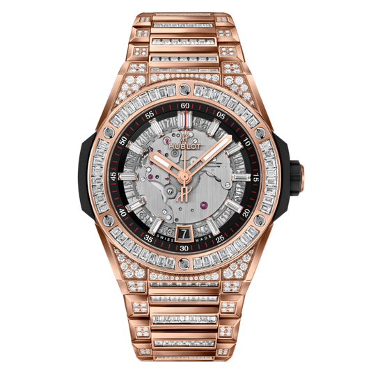 Hublot Big Bang Integrated Time Only King Gold Jewellery 40 mm Silver Dial with Diamonds Polished 18k King Gold Bracelet 456.OX.0180.OX.9804