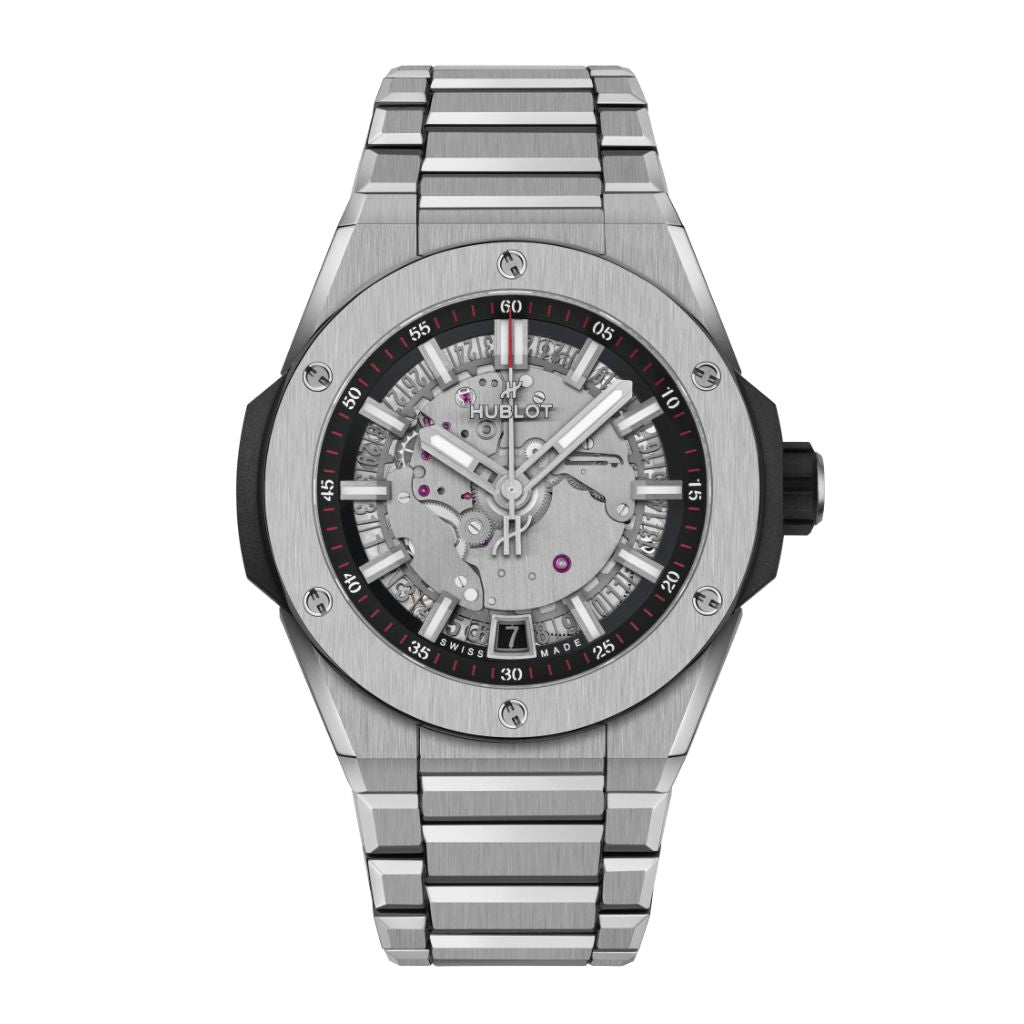 HUBLOT Big Bang Integrated Time Only Titanium 40 mm Transparent Dial Polished Titanium Bracelet 456.NX.0170.NX