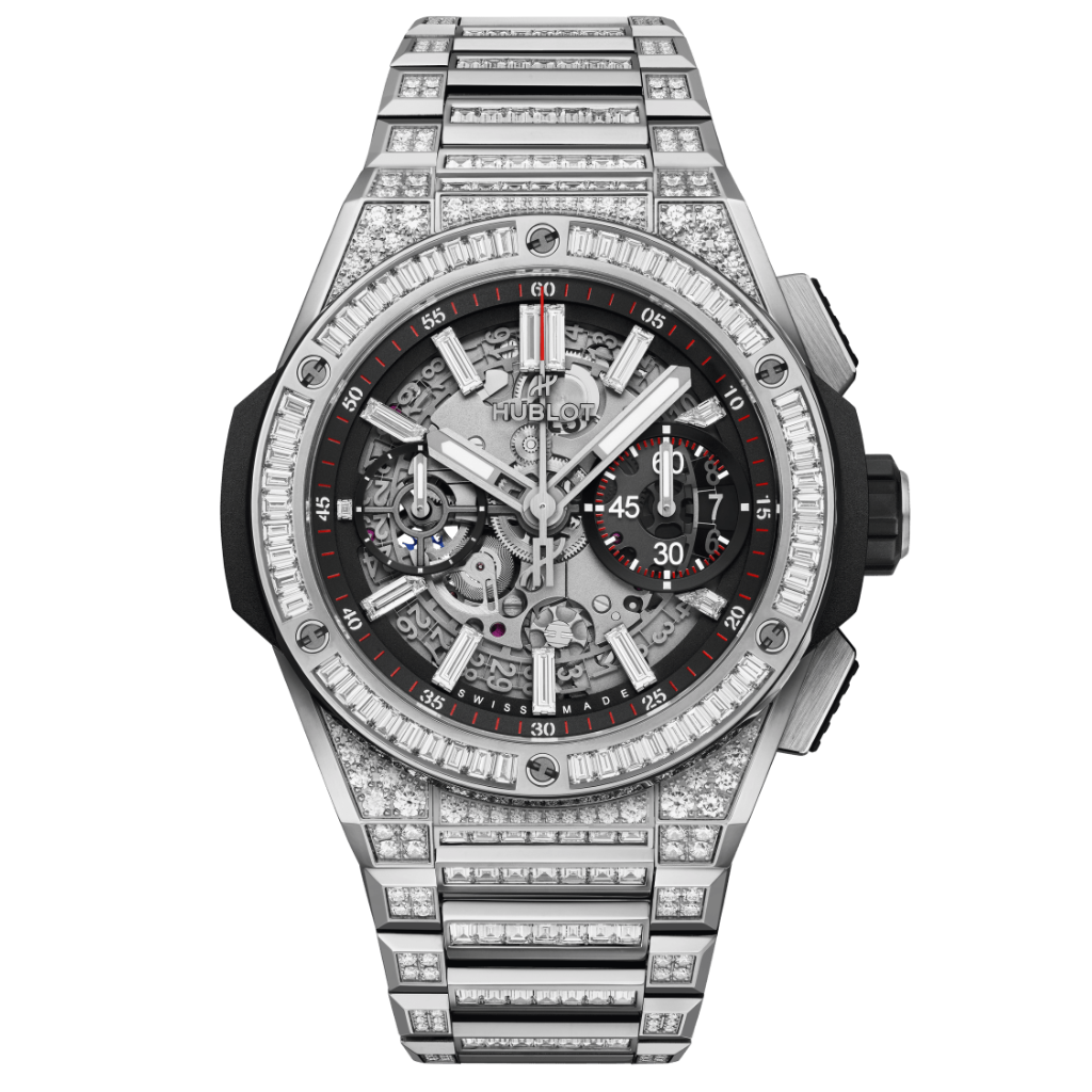 HUBLOT Big Bang Integrated Titanium Jewellery 42 mm Transparent Dial with Diamonds Polished Titanium Bracelet 451.NX.1170.NX.9804