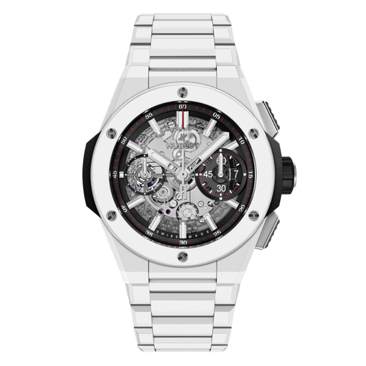 HUBLOT Big Bang Integrated White Ceramic 42 mm Transparent Dial Polished White Ceramic Bracelet 451.HX.1123.HX