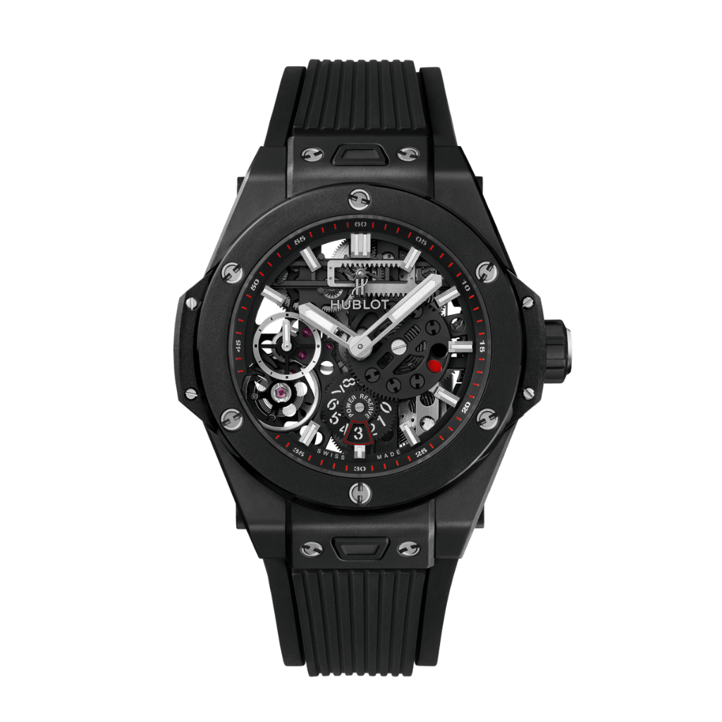 Hublot Big Bang Meca-10 Black Magic 45 mm Transparent Dial Microblasted and Polished Black Ceramic Rubber Strap 414.CI.1123.RX