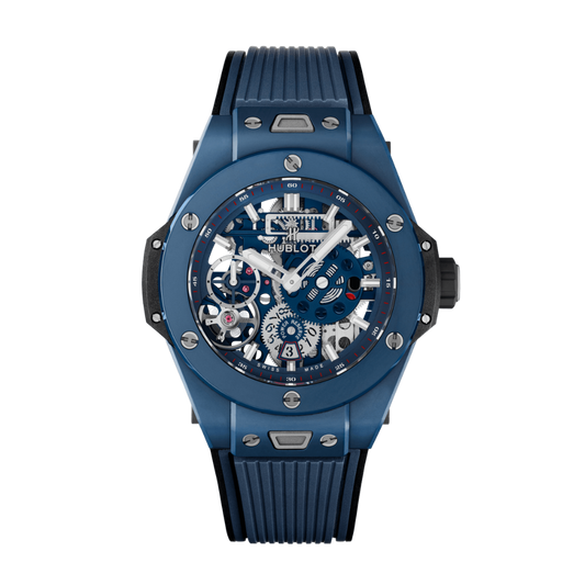 Hublot Big Bang MECA-10 Ceramic Blue 45 mm Transparent Dial Microblasted and Polished Blue Ceramic Rubber Strap 414.EX.5123.RX