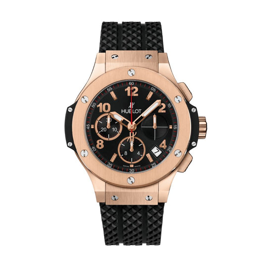 HUBLOT Big Bang Original Gold 41 mm Black Dial Polished 18K 5N Gold Rubber Strap 341.PX.130.RX