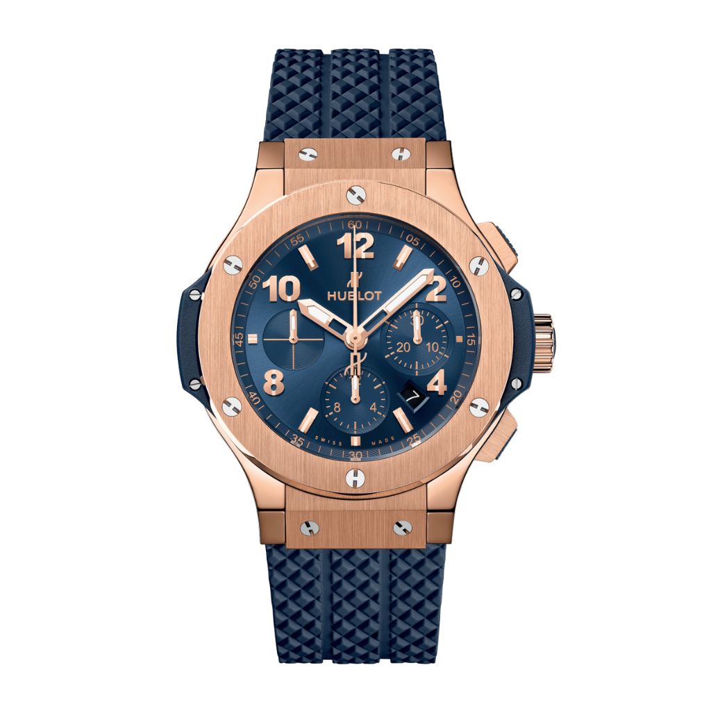 HUBLOT Big Bang Original Gold Blue 44 mm Blue Dial Polished 18K 5N Gold Rubber Strap 301.PX.710.RX