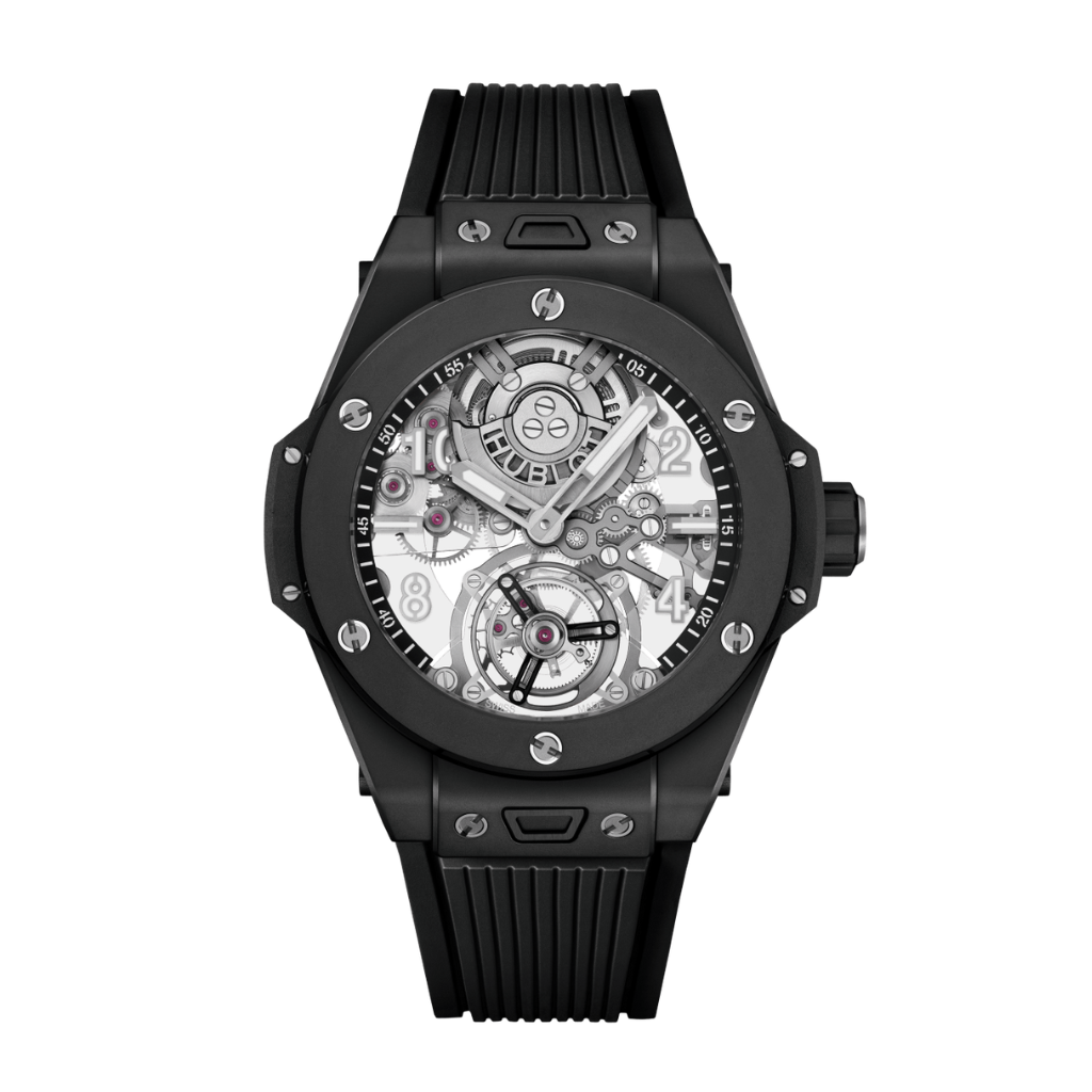 Hublot Big Bang Tourbillon Automatic Black Magic 45 mm Transparent Dial Microblasted and Polished Black Ceramic Rubber Strap 419.CI.0170.RX