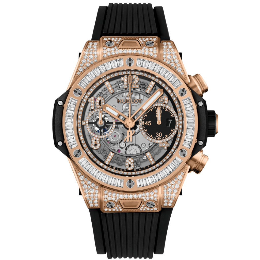 HUBLOT Big Bang Unico King Gold Jewellery 42 mm Transparent Dial with Diamonds Polished 18K King Gold Rubber Strap 441.OX.1181.RX.0904