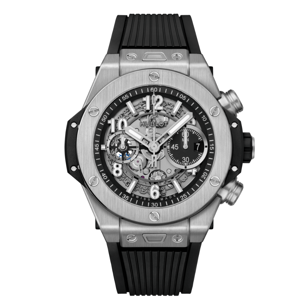 HUBLOT Big Bang Unico Titanium 44 mm Transparent Dial Polished Titanium Rubber Strap 421.NX.1170.RX