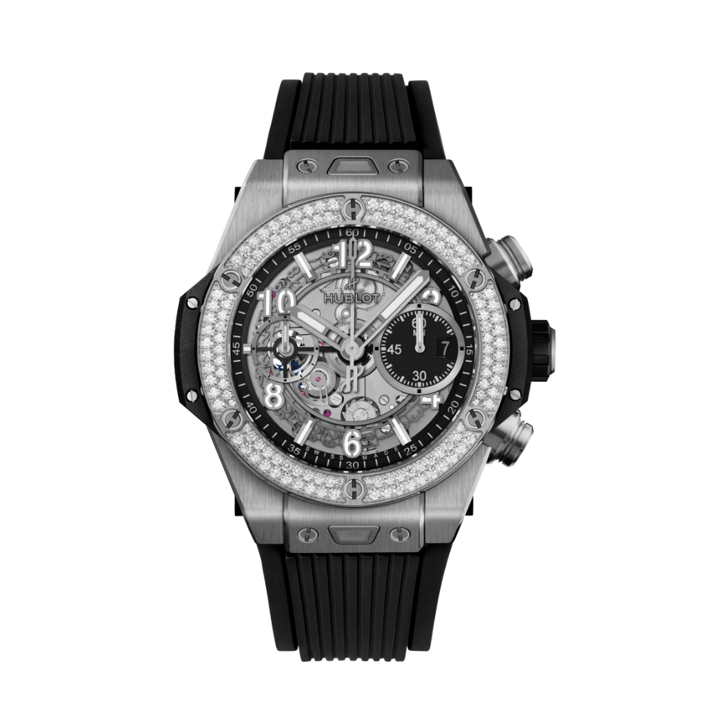 HUBLOT Big Bang Unico Titanium Diamonds 42 mm Transparent Dial Polished Titanium Rubber Strap 441.NX.1171.RX.1104