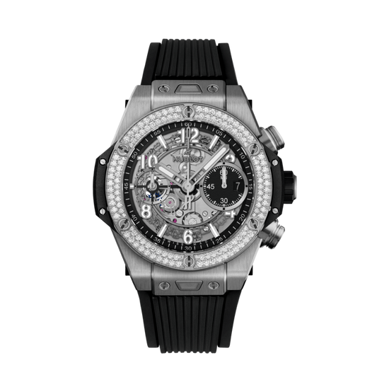 HUBLOT Big Bang Unico Titanium Diamonds 42 mm Transparent Dial Polished Titanium Rubber Strap 441.NX.1171.RX.1104