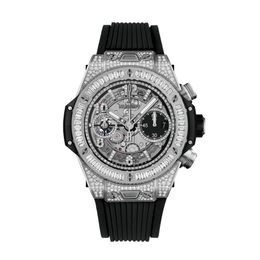 HUBLOT Big Bang Unico Titanium Jewellery 42 mm Transparent Dial with Diamonds Polished Titanium Rubber Strap 441.NX.1171.RX.0904