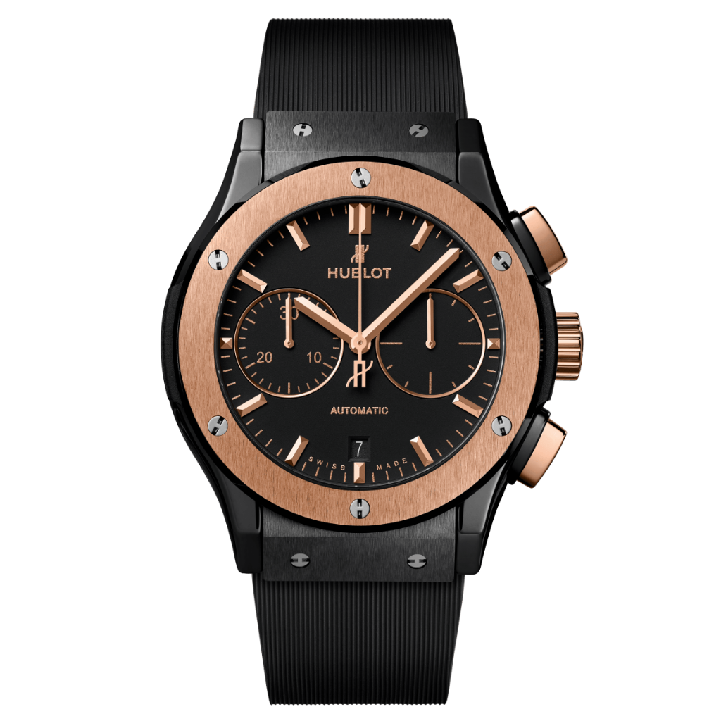 Hublot Classic Fusion Chronograph Ceramic King Gold 45 mm Black Dial Polished Black Ceramic Rubber Strap 521.CO.1181.RX