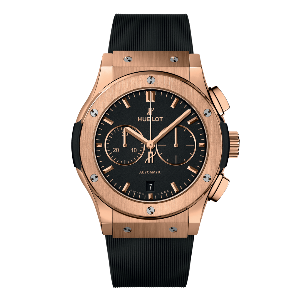 Hublot Classic Fusion Chronograph King Gold 42 mm Black Dial Polished 18K King Gold Rubber Strap 541.OX.1181.RX