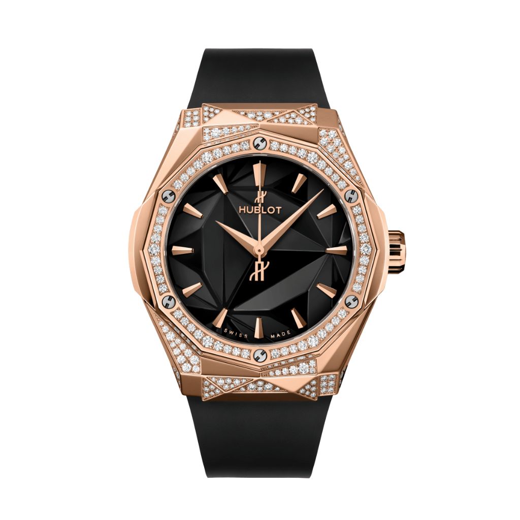 Hublot Classic Fusion Orlinski King Gold Alternative Pavé 40 mm Black Dial with Diamonds Polished 18K King Gold Rubber Strap 550.OS.1800.RX.1804.ORL19