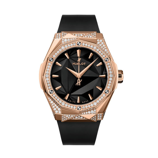 Hublot Classic Fusion Orlinski King Gold Alternative Pavé 40 mm Black Dial with Diamonds Polished 18K King Gold Rubber Strap 550.OS.1800.RX.1804.ORL19