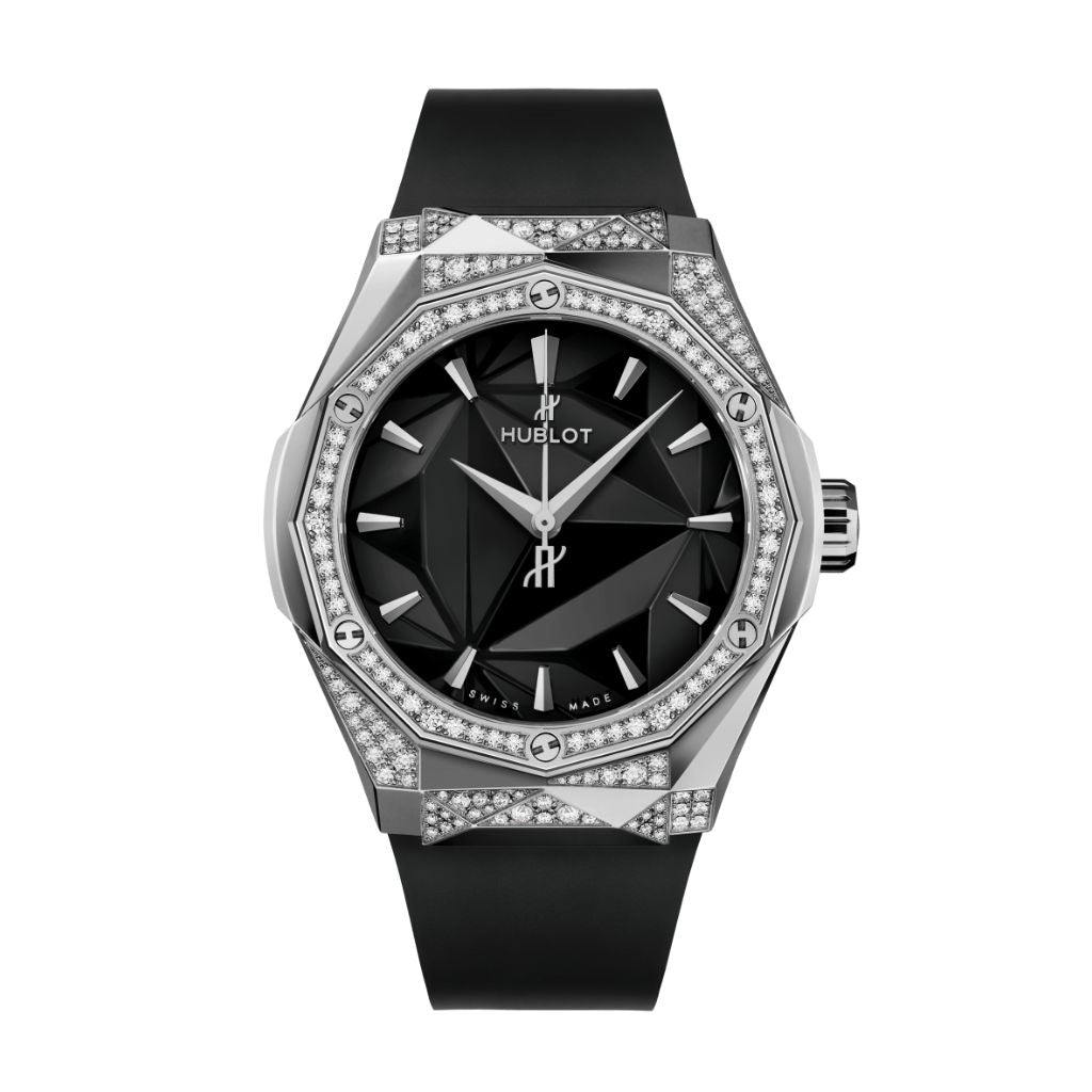 Hublot Classic Fusion Orlinski Titanium Alternative Pavé 40 mm Black Dial with Diamonds Polished Titanium Rubber Strap 550.NS.1800.RX.1804.ORL19