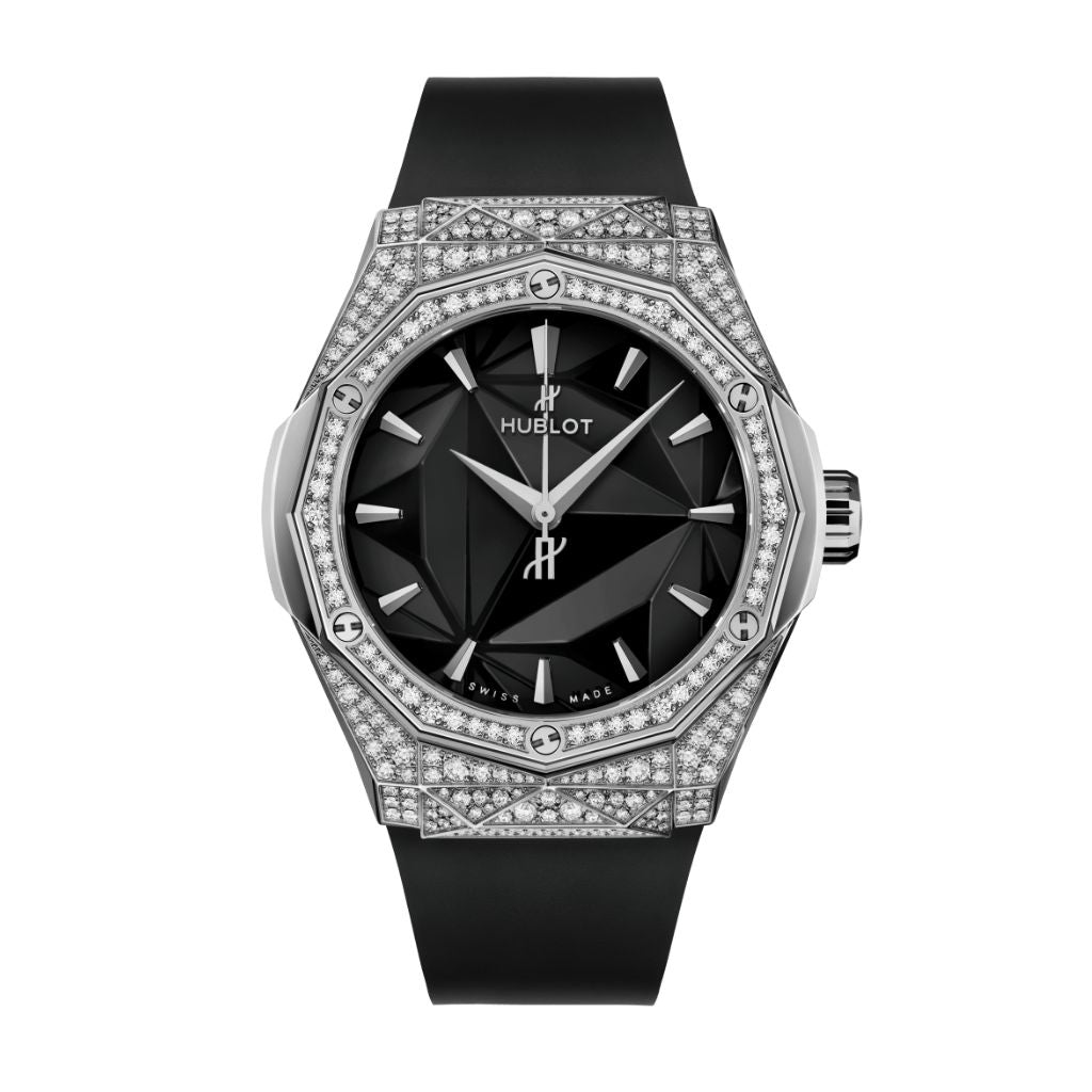 Hublot Classic Fusion Orlinski Titanium Pavé 40 mm Black Dial with Diamonds Polished Titanium Rubber Strap 550.NS.1800.RX.1604.ORL19