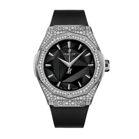 Hublot Classic Fusion Orlinski Titanium Pavé 40 mm Black Dial with Diamonds Polished Titanium Rubber Strap 550.NS.1800.RX.1604.ORL19