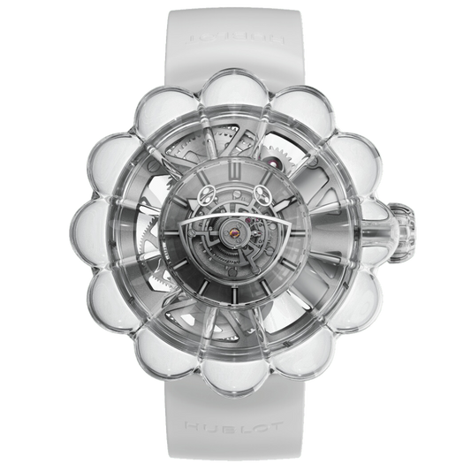 HUBLOT MP-15 Takashi Murakami Tourbillon Sapphire 42 mm Transparent Dial Polished Sapphire Crystal Rubber Strap 915.JX.4802.RT