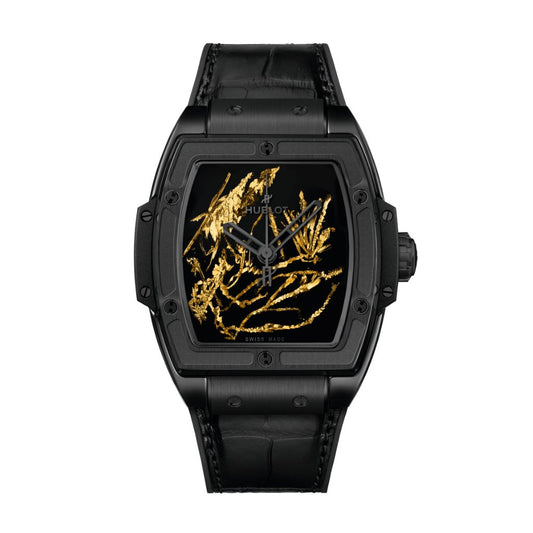Hublot Spirit of Big Bang Gold Crystal 39 mm Black Dial Polished Black Ceramic Rubber Strap 665.CX.0660.LR