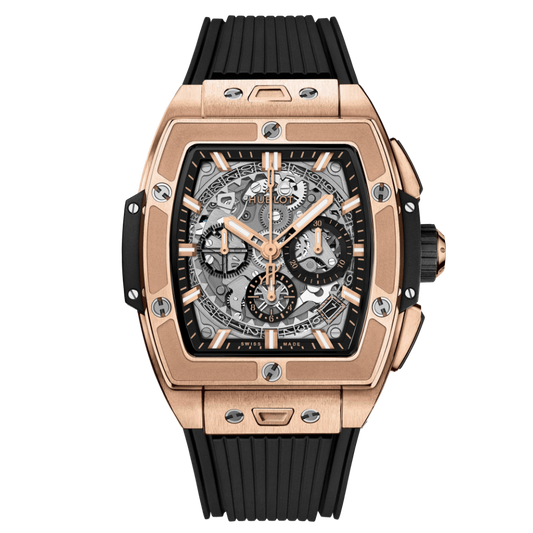 HUBLOT Spirit of Big Bang King Gold 42 mm Transparent Dial Polished 18K King Gold Rubber Strap 642.OX.0180.RX