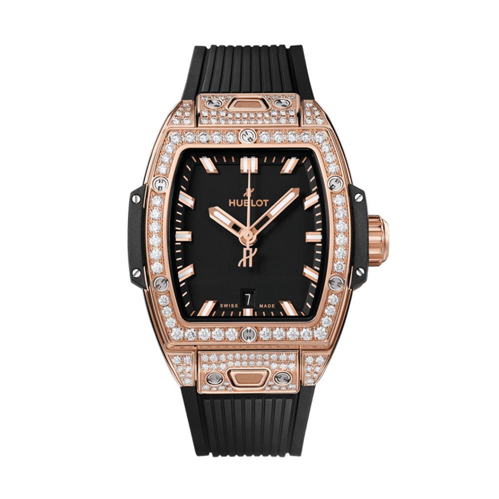 Hublot Spirit of Big Bang King Gold Pavé 32 mm Black Dial with Diamonds Polished 18K King Gold Rubber Strap 682.OX.1180.RX.1604