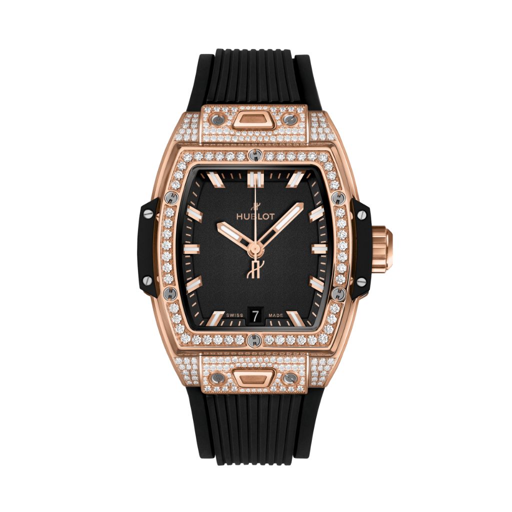 Hublot Spirit of Big Bang King Gold Pavé 39 mm Black Dial with Diamonds Polished 18K King Gold Rubber Strap 662.OX.1180.RX.1604