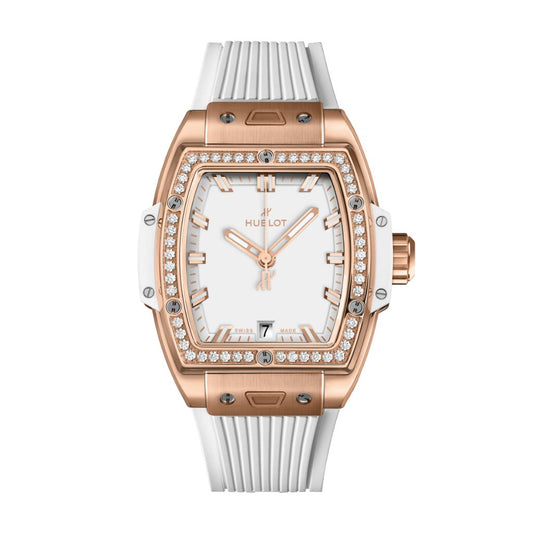 Hublot Spirit of Big Bang King Gold White Diamonds 39 mm White Dial with Diamonds Polished 18K King Gold Rubber Strap 662.OE.2080.RW.1204