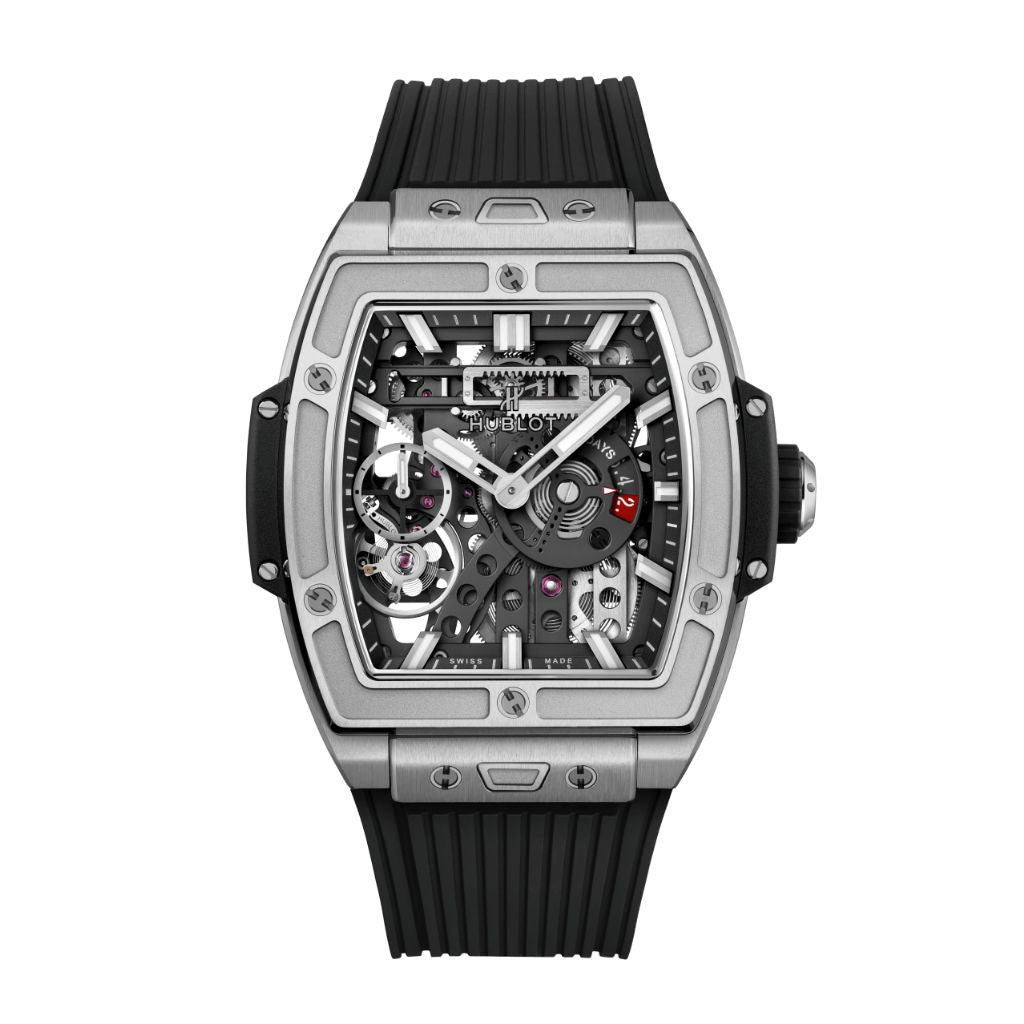 Hublot Spirit of Big Bang Meca-10 Titanium 45 mm Transparent Dial Polished Titanium Rubber Strap 614.NX.1170.RX