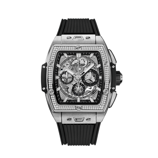 Hublot Spirit of Big Bang Titanium Diamonds 42 mm Transparent Dial with Diamonds Polished Titanium Rubber Strap 642.NX.0170.RX.1104