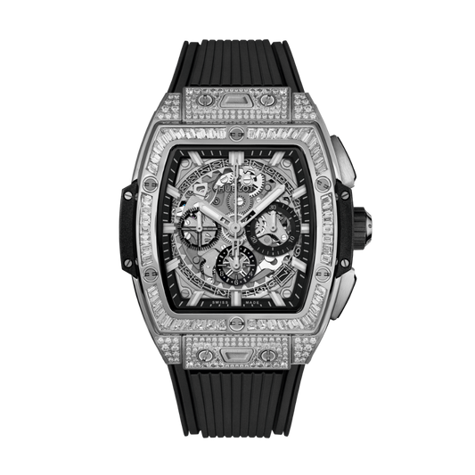 Hublot Spirit of Big Bang Titanium Jewellery 42 mm Transparent Dial with Diamonds Polished Titanium Rubber Strap 642.NX.0170.RX.0904