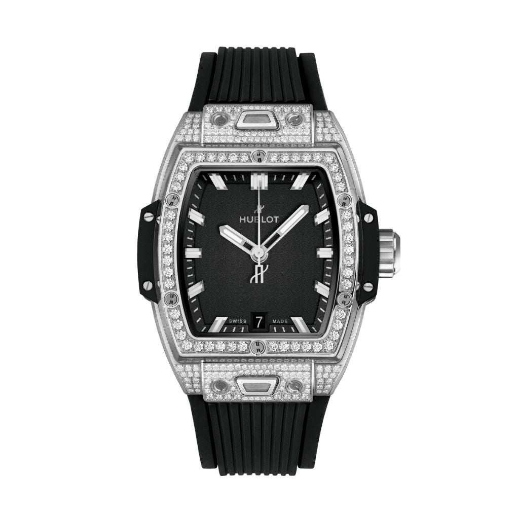 Hublot Spirit of Big Bang Titanium Pavé 39 mm Black Dial with Diamonds Polished Titanium Rubber Strap 662.NX.1170.RX.1604