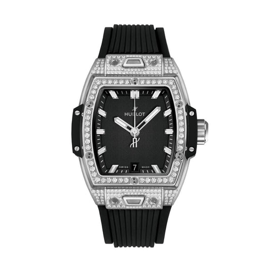 Hublot Spirit of Big Bang Titanium Pavé 39 mm Black Dial with Diamonds Polished Titanium Rubber Strap 662.NX.1170.RX.1604