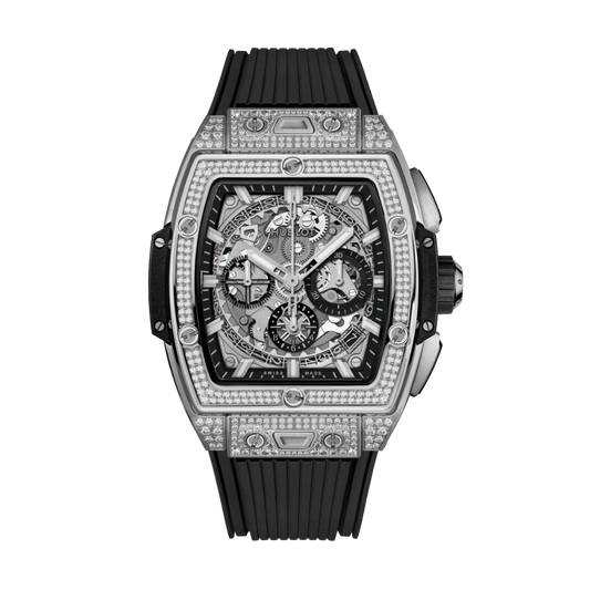Hublot Spirit of Big Bang Titanium Pavé 42 mm Transparent Dial with Diamonds Polished Titanium Rubber Strap 642.NX.0170.RX.1704