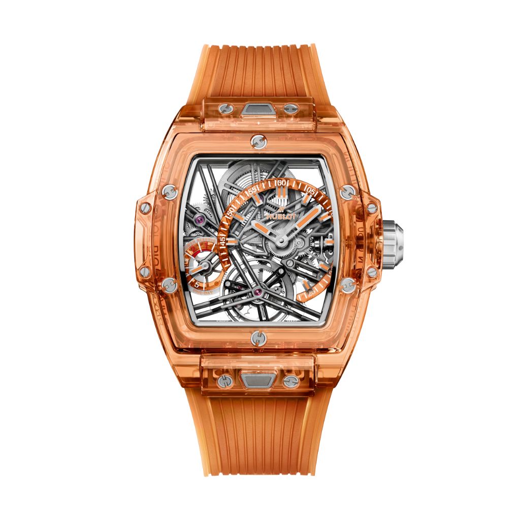 Hublot Spirit of Big Bang Tourbillon Orange Sapphire 42 mm Transparent Dial Polished Orange Sapphire Crystal Transparent Strap 645.JO.0120.RT