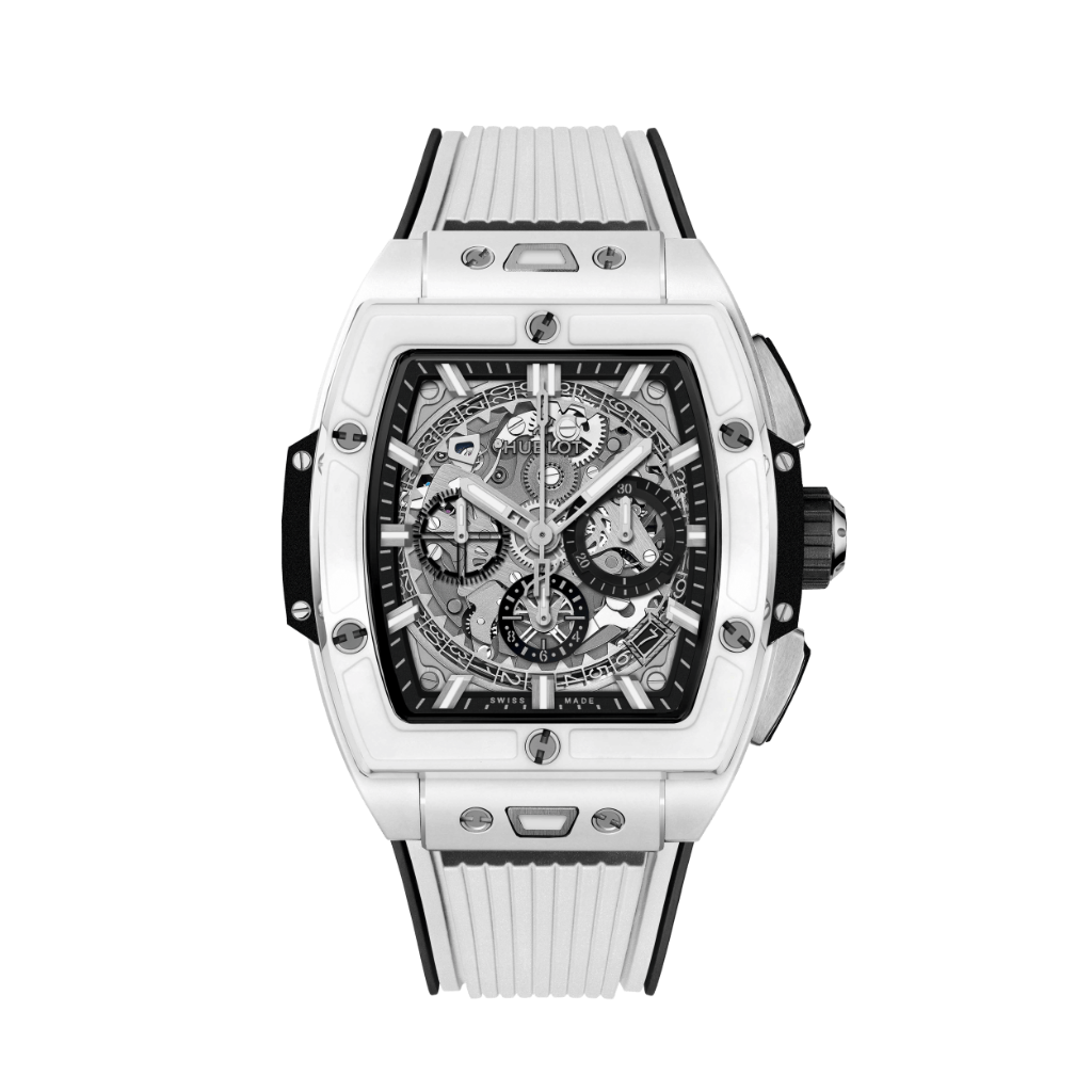 Hublot Spirit of Big Bang White Ceramic 42 mm Transparent Dial Polished White Ceramic Rubber Strap 642.HX.0170.RX