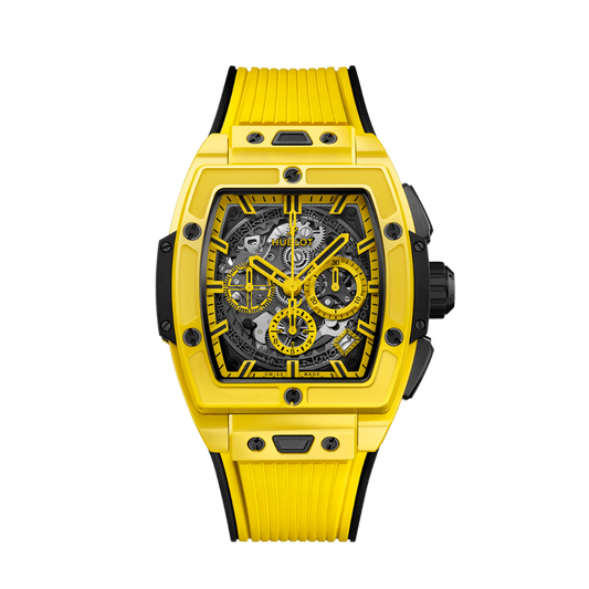 Hublot Spirit of Big Bang Yellow Magic 42 mm Transparent Dial Polished Yellow Ceramic Rubber Strap 642.CY.011Y.RX
