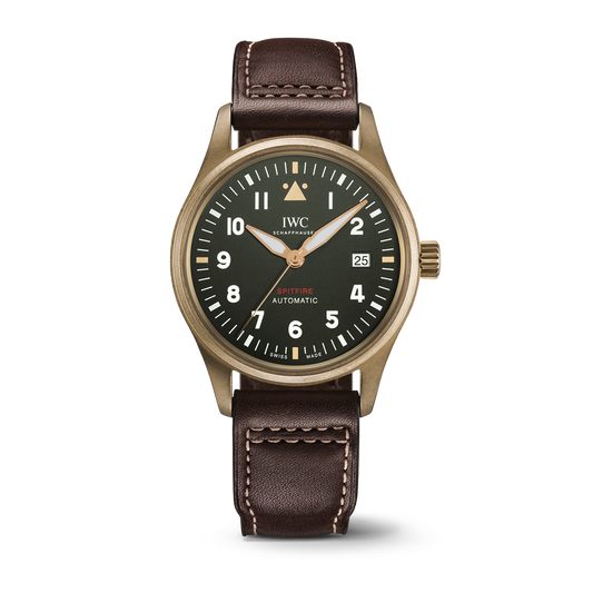 IWC Schaffhausen Pilot’s Watch Automatic Spitfire 39 mm Green  Dial Bronze  Brown   Strap IW326806