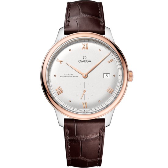 Omega De Ville Prestige 41 mm Silver Dial Stainless Steel and Sedna™ 18k Rose Gold Strap 434.23.41.20.02.001