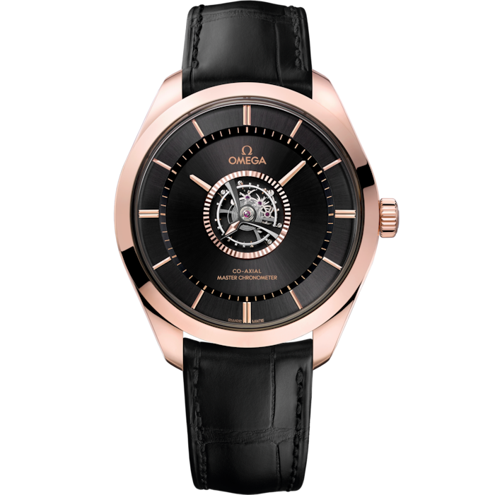 Omega De Ville Tourbillon 43 mm Black Dial Sedna™ 18k Rose Gold and Canopus Gold™ Strap 529.53.43.22.01.001