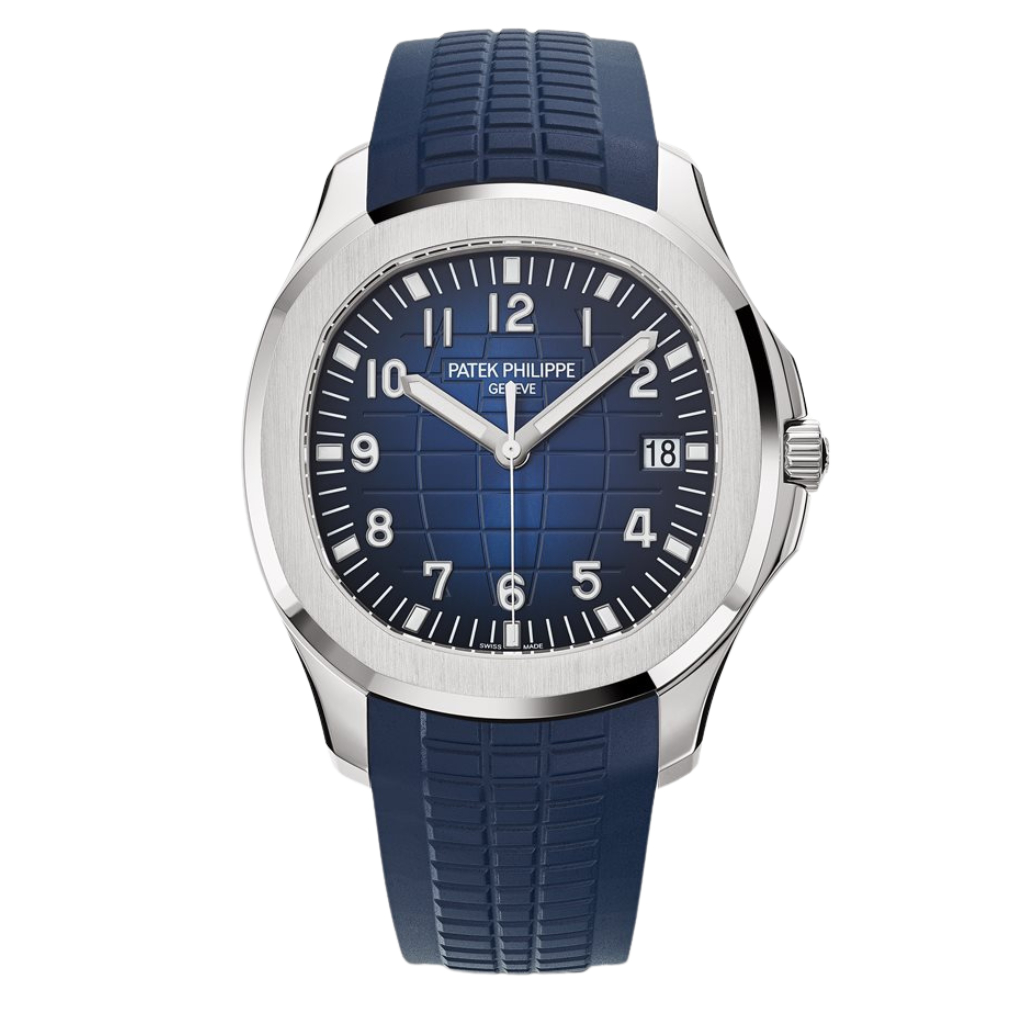Patek Philippe Aquanaut 42.2 mm Blue Dial 18K White Gold Rubber Strap 5168G-001