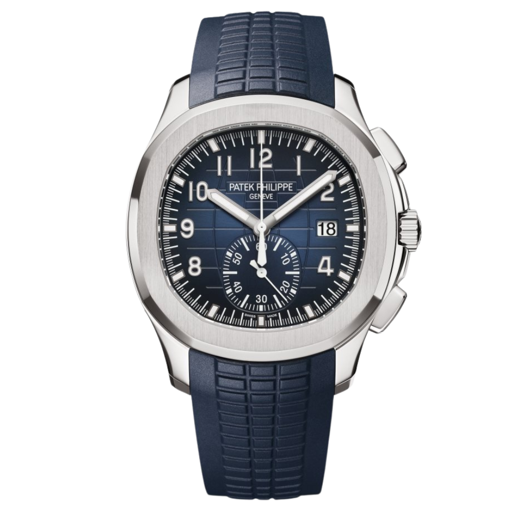 Patek Philippe Aquanaut 42.2 mm Blue Dial 18K White Gold Rubber Strap 5968G-001