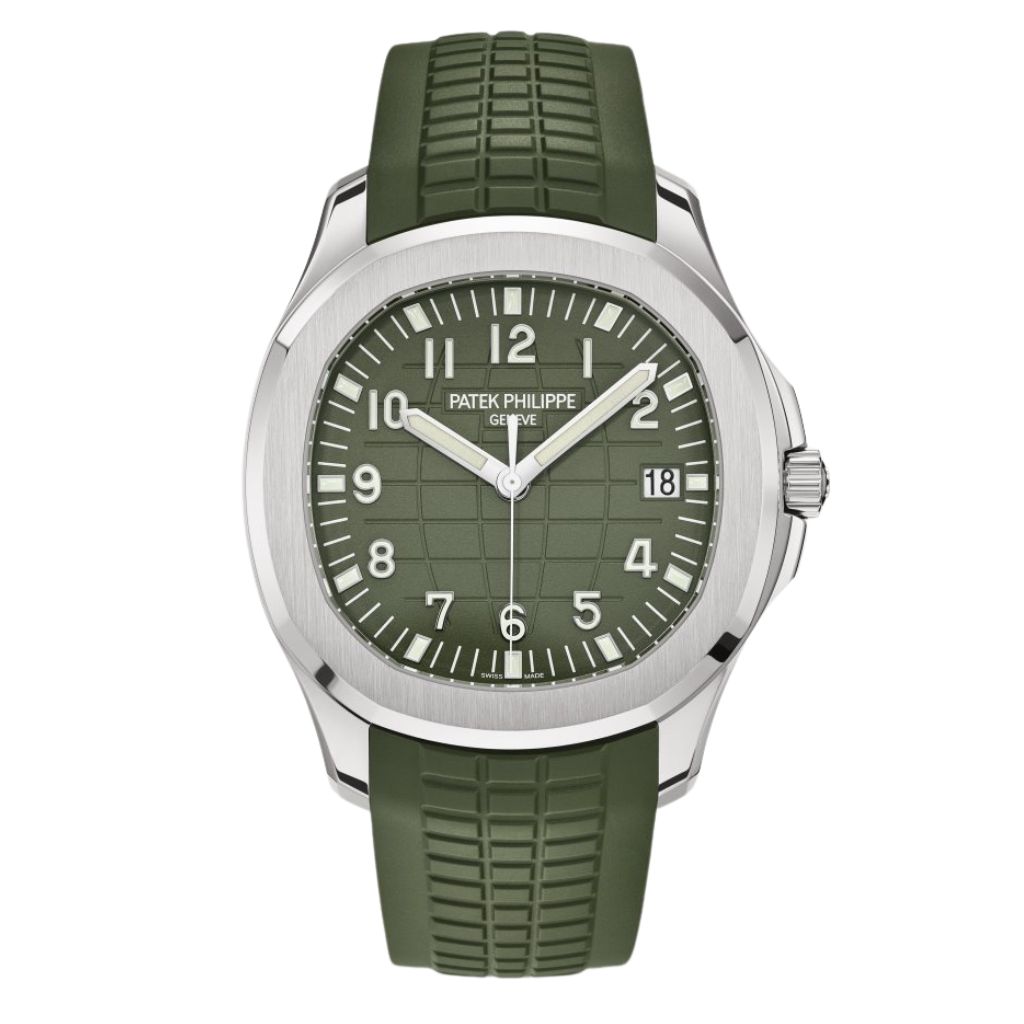 Patek Philippe Aquanaut 42.2 mm Khaki Green Dial 18K White Gold Rubber Strap 5168G-010