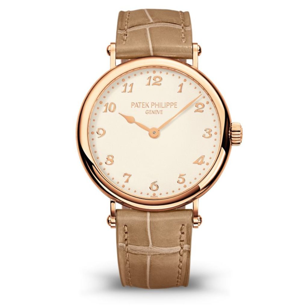 Patek Philippe Calatrava 34.6 mm Silver Dial 18K Rose Gold Leather Strap 7200R-001