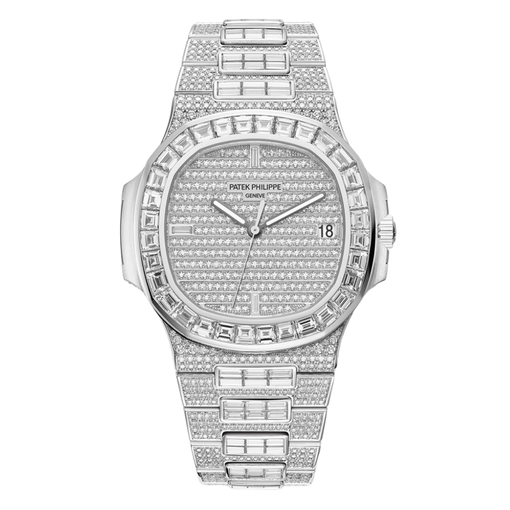 Patek Philippe Nautilus 40 mm Diamond Paved Dial 18K White Gold Bracelet 5719/10G-010