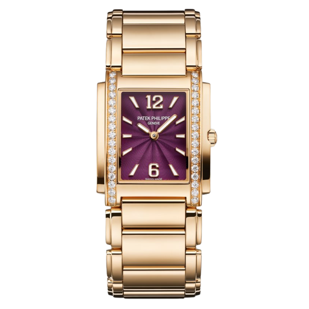Patek Philippe Twenty~4 25.1 x 30 mm Purple Dial with Diamonds 18k Rose Gold Bracelet 4910/1201R-010