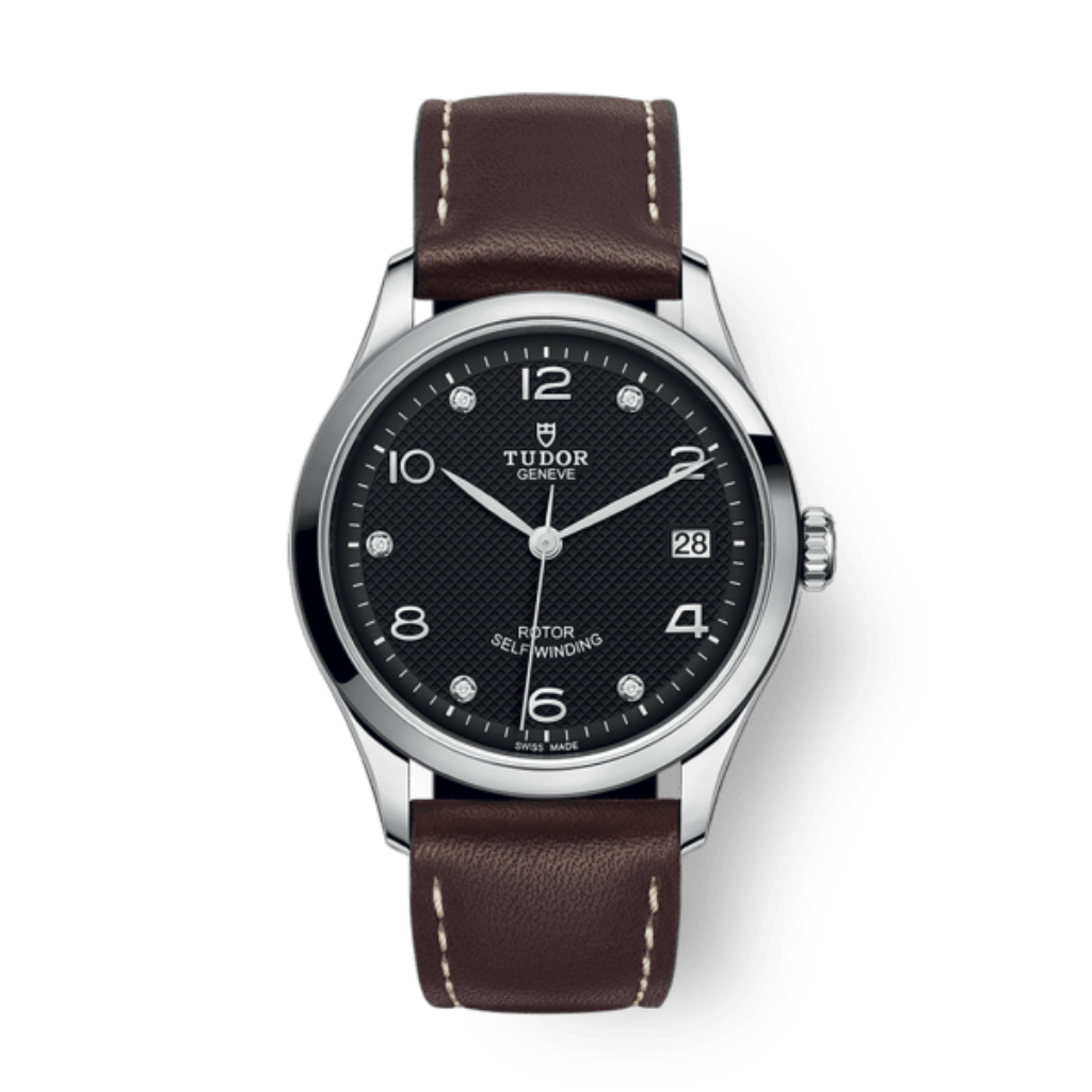 Tudor 1926 36 mm Black Dial with Diamonds Stainless Steel Leather Strap M91450-0009