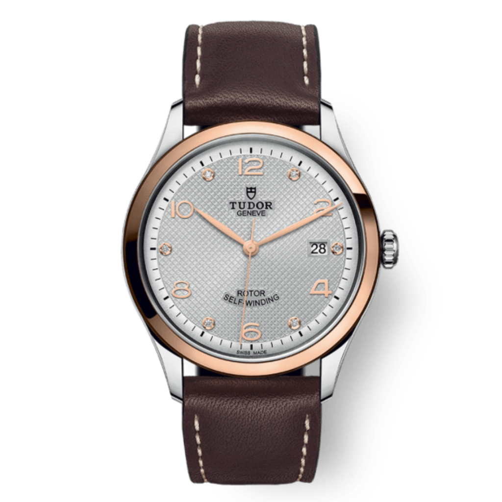 Tudor 1926 39 mm Silver Dial with Diamonds Stainless Steel Leather Strap M91551-0006