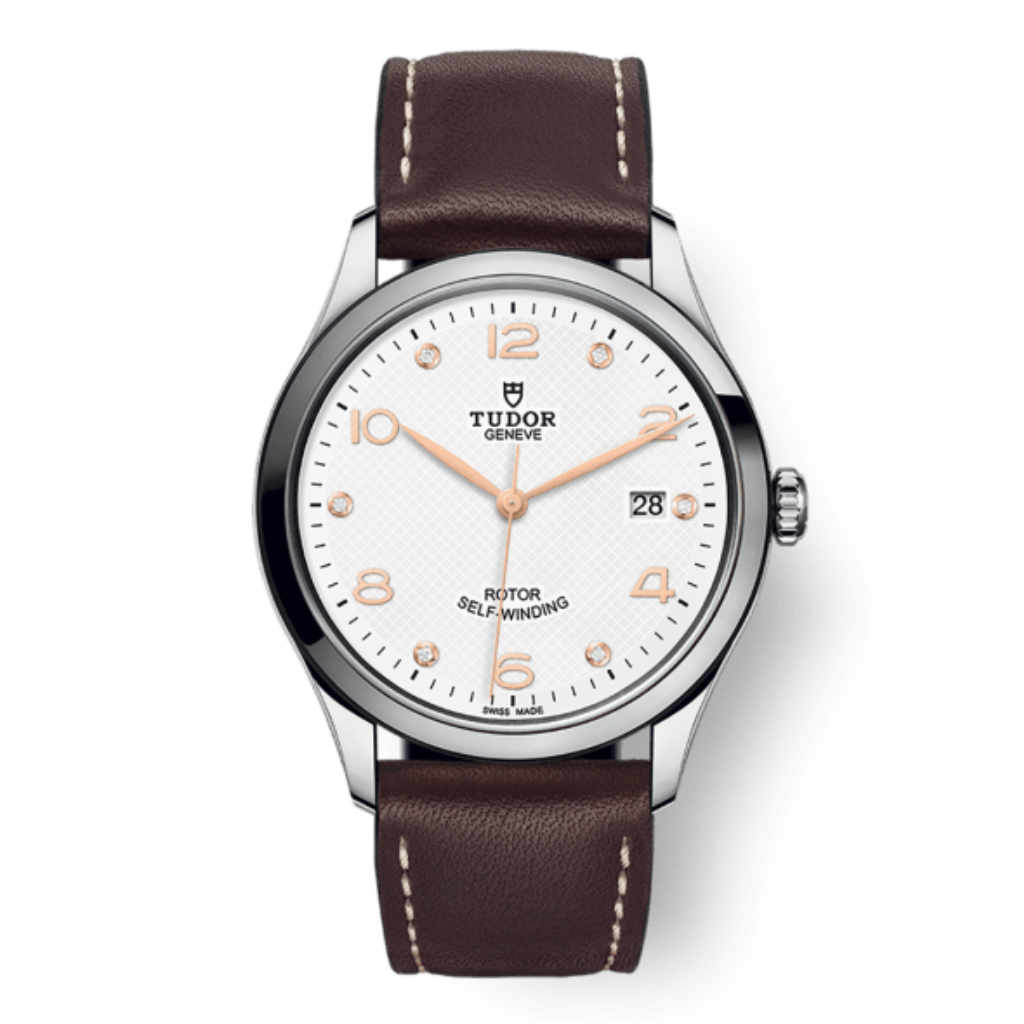 Tudor 1926 39 mm White Dial with Diamonds Stainless Steel Leather Strap M91550-0014