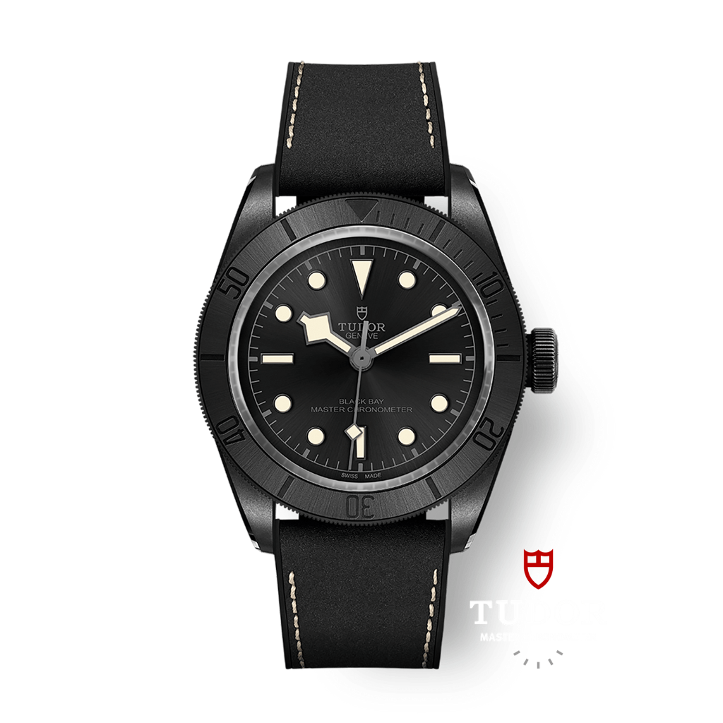 Tudor Black Bay Ceramic 41 mm Black Dial Ceramic Leather Strap M79210CNU-0001